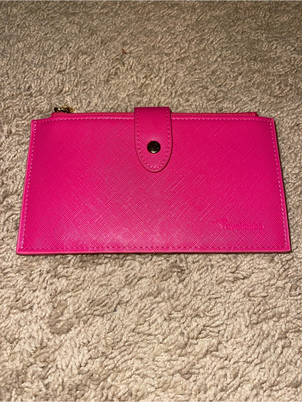 Pink Saffiano Leather Wallet Clutch